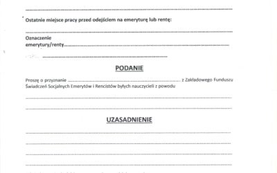 Wniosek o przyznanie pomocy finansowej dla emerytów i rencistów.
